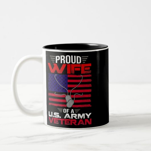 Stolze Ehefrau eines Veteranen der US-Armee Zweifarbige Tasse (Links)