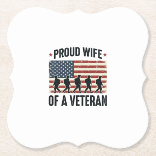 Stolze Ehefrau eines Veteranen Patriotisches Shirt Untersetzer