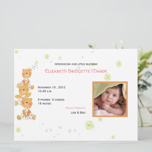 Stolze Eltern - Babyankündigungskarte Ankündigung (Stehend Vorderseite)