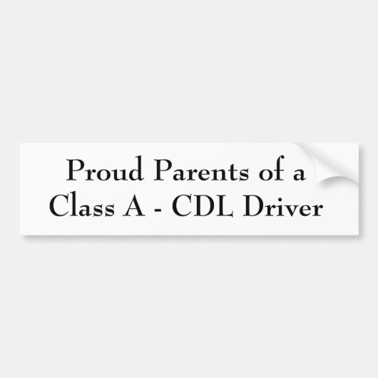 Stolze Eltern einer Klasse A - CDL Fahrer Autoaufkleber (Vorne)