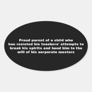 Stolze Eltern eines kinderresistenten Kindes Ovaler Aufkleber