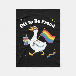 Stolze Ente im Regenbogen-Getränk-Parade Fleecedecke