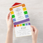 Stolze Fahne Streifen homosexuell, lesbische Hochz All In One Einladung (Abreißen)