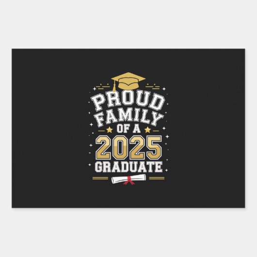 Stolze Familie eines Abschlusses mit 2025 Abschlus Geschenkpapier Set (Vorderseite)