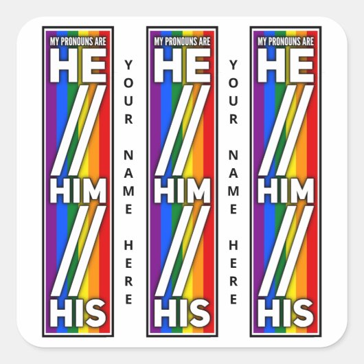 Stolze Farben meine Pronomen sind er sein Vertikal Quadratischer Aufkleber (Vorderseite)