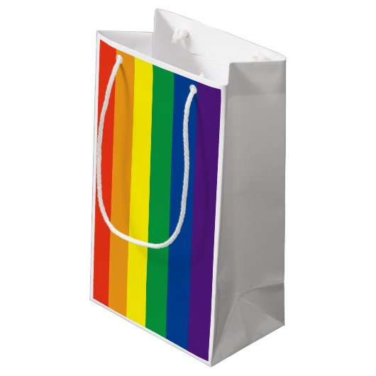 Stolze Farben Regenbogengeschenk Tasche Kleine Geschenktüte (Rückseite Schrägansicht)