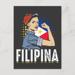 Stolze Filipina Frau Mädchen Philippinen Flagge Postkarte
