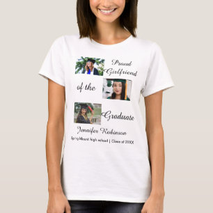 Stolze Freundin des Absolventen mit benutzerdefini T-Shirt