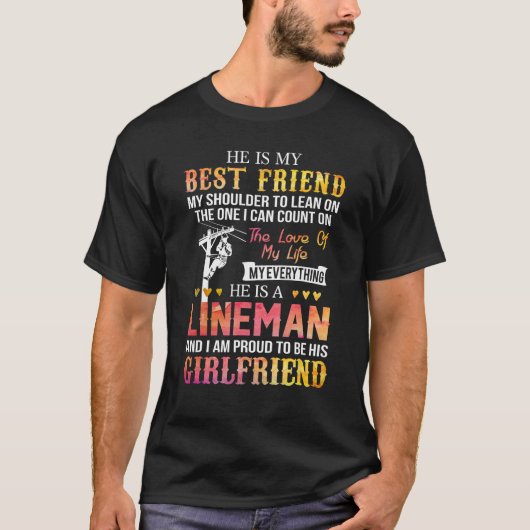 Stolze Freundin eines elektrischen Powers Lineman T-Shirt (Vorderseite)