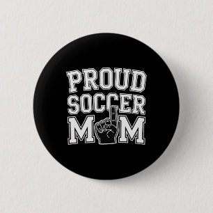 Stolze Fußballmutter Fröhlicher Fan-Support für Mü Button