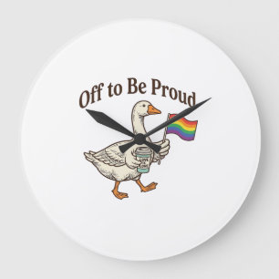 Stolze Gans Pride Parade Vintage-Shirt-Design_1 Große Wanduhr