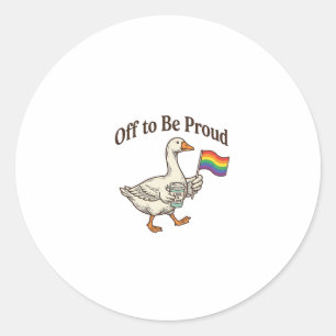 Stolze Gans Pride Parade Vintage-Shirt-Design_1 Runder Aufkleber