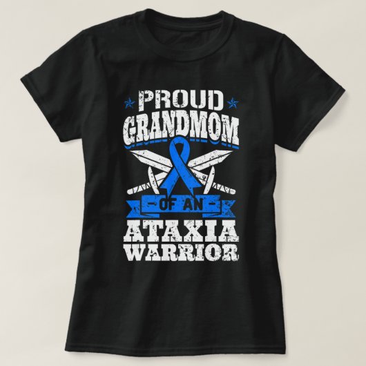 Stolze Großmutter eines Ataxie Kriegers blaues Bew T-Shirt (Design vorne)