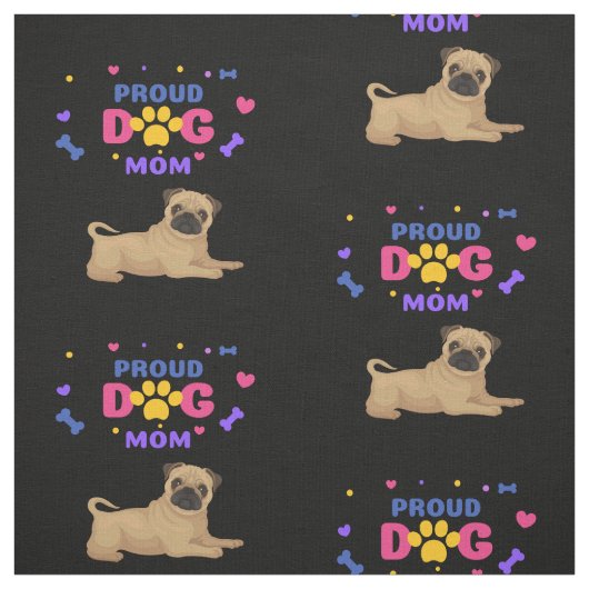 Stolze Hunde-Mama eines Mops Stoff (Muster)
