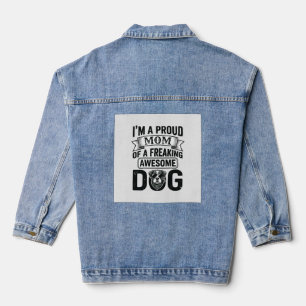 Stolze Hundemutter Vintage Gravur Vektor Design_1 Jeansjacke
