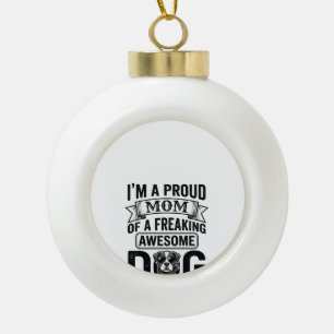 Stolze Hundemutter Vintage Gravur Vektor Design_1 Keramik Kugel-Ornament