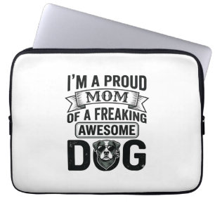 Stolze Hundemutter Vintage Gravur Vektor Design_1 Laptopschutzhülle