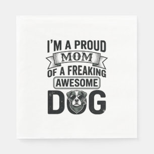Stolze Hundemutter Vintage Gravur Vektor Design_1 Serviette