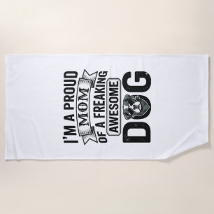 Stolze Hundemutter Vintage Gravur Vektor Design_1 Strandtuch
