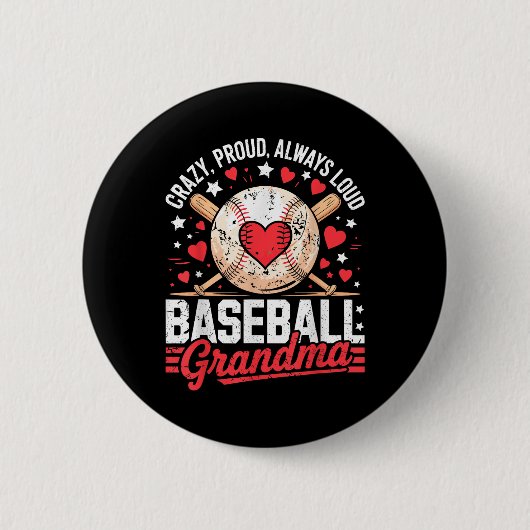 Stolze immer laute Oma Baseball Oma Mütter Button (Vorderseite)
