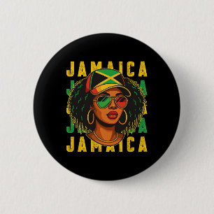 Stolze jamaikanisch-patriotische Afro-Schwarze Fra Button
