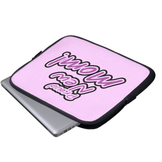 Stolze Junge Mutter Schwarz und Lila Textgeschenke Laptopschutzhülle (Vorne Knopf)