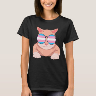 Stolze Katze Transsexuelle Flagge Trans Sonnenbril T-Shirt
