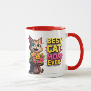 Stolze Katzenmutter mit süßer Blumenkatze 🐱 Tasse