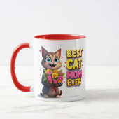 Stolze Katzenmutter mit süßer Blumenkatze 🐱 Tasse (Links)