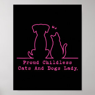 Stolze kinderlose Katzen und Hunde Lady Vintage Fr Poster