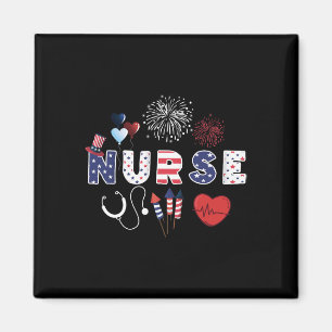 Stolze Krankenschwester USA-Flagge Stethoskop Patr Magnet