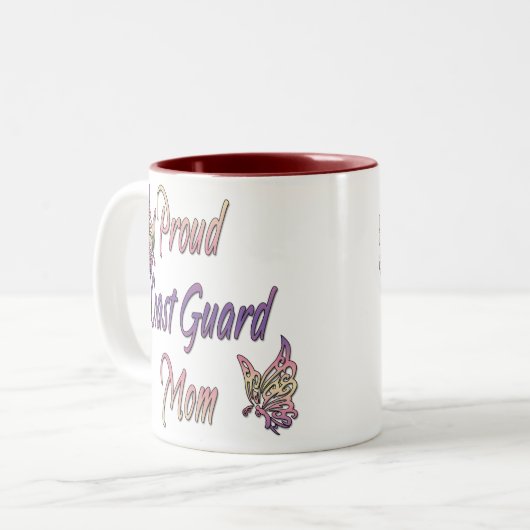 Stolze Küstenwache-Mama Zweifarbige Tasse (Vorderseite Links)