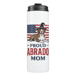 Stolze Labrador-Mama patriotisches Hund-Halloween- Thermosbecher