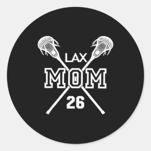 Stolze Lacrosse-Mutter #26 lax-Spielerin Nummer 26 Runder Aufkleber