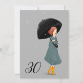 Stolze Lady am Regentag 30. Geburtstag Einladung (Vorderseite)