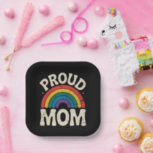 Stolze LGBTQ-Mutter Gay Pride Regenbogen Muttertag Pappteller