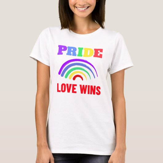 Stolze Liebe gewinnt LGBT Künstlerisch Rainbow Whi T-Shirt (Vorderseite)