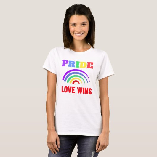 Stolze Liebe gewinnt LGBT Künstlerisch Rainbow Whi T-Shirt (Vorne ganz)
