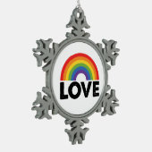 Stolze Liebe ist Liebe Gay Equality Rainbow LGBTQ Schneeflocken Zinn-Ornament (Links)