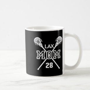 Stolze Liebe Lacrosse-Mom #28 lax Spieler Nummer 2 Kaffeetasse