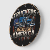 Stolze LKWs bewegen Amerika vorwärts Große Wanduhr (Winkel)