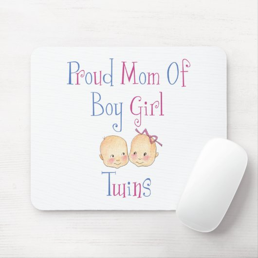 Stolze Mama der Jungen-Mädchen-Zwillinge Mousepad (Mit Mouse)