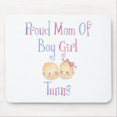 Stolze Mama der Jungen-Mädchen-Zwillinge Mousepad (Vorne)