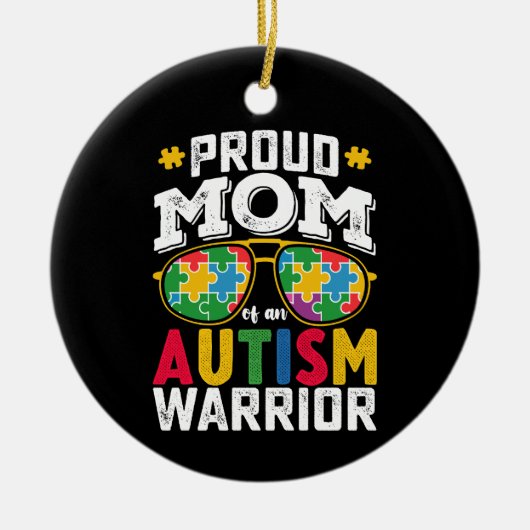 Stolze Mama einer Kriegerfamilie im Autismus Keramik Ornament (Vorne)