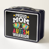 Stolze Mama einer Kriegerfamilie im Autismus Metall Brotdose (Vorderseite)