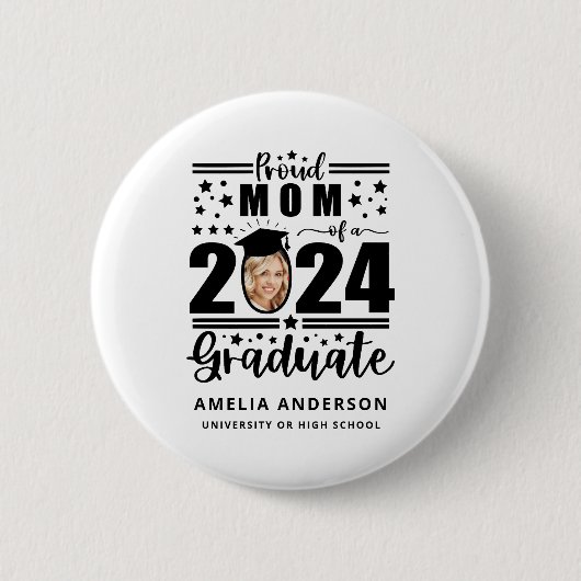 Stolze Mama eines Absolventen 2024 Button (Vorderseite)