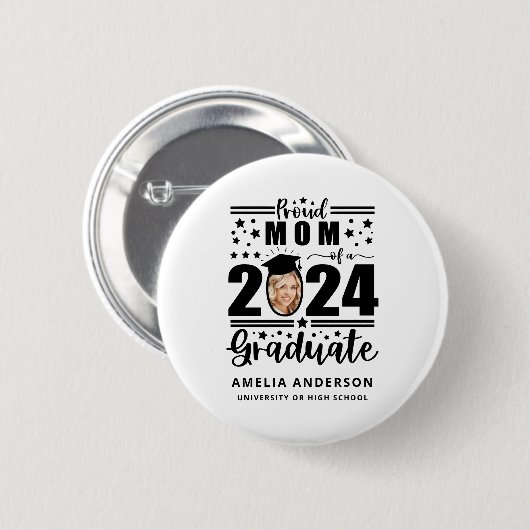 Stolze Mama eines Absolventen 2024 Button (Vorne & Hinten)