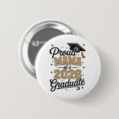 Stolze Mama eines Absolventen von 2026 Gold-Abschl Button (Vorne & Hinten)