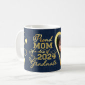 Stolze Mama eines Graduate Foto Navy Blue Gold 202 Kaffeetasse (Vorderseite Links)