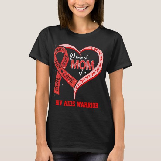 Stolze Mama eines HIV-Aids-Kriegers T-Shirt (Vorderseite)